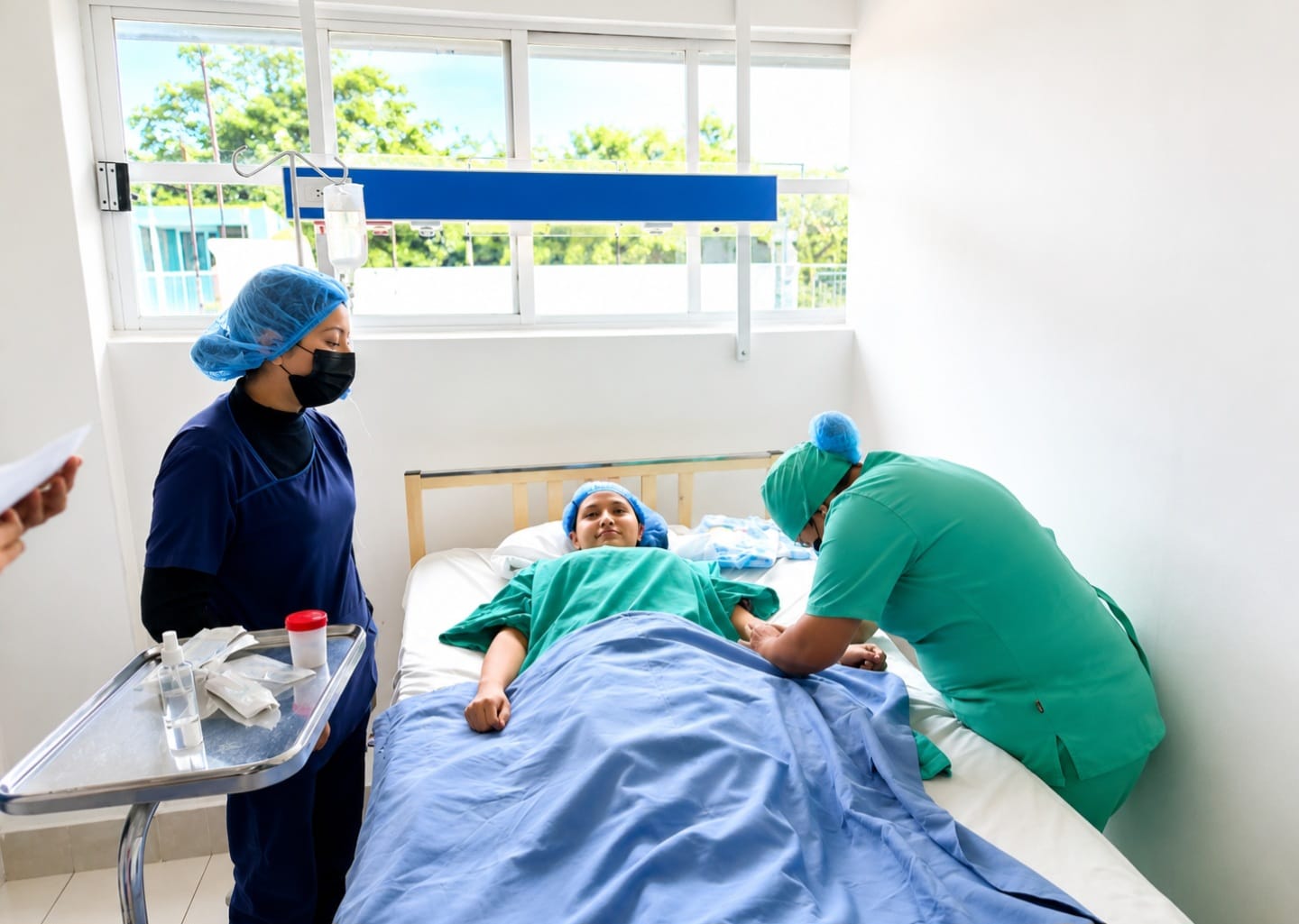Estudiantes practicando cuidados de enfermería en simulador clínico